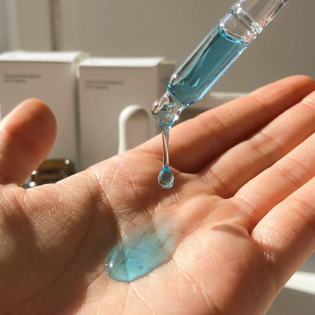 Sérum sendo aplicado na mão